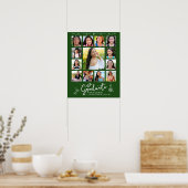 Green Graduation K–12 Photo Collage White Doodles ポスター (キッチン)
