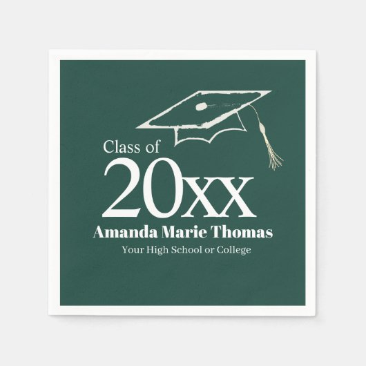 Green Graduation Script Name Class Year Design スタンダードカクテルナプキン (正面)
