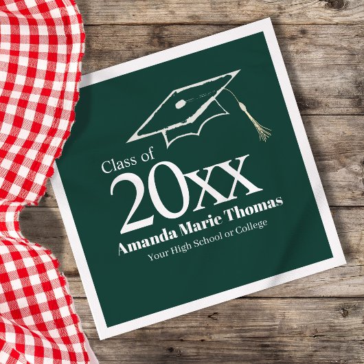 Green Graduation Script Name Class Year Design スタンダードカクテルナプキン