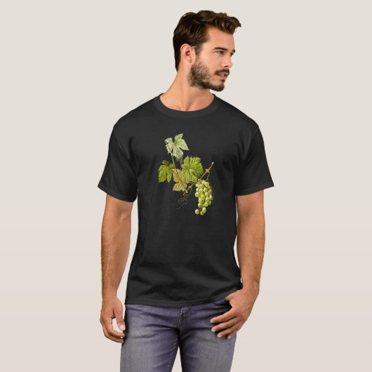 Green Grape Vine Botanical Illustration Tシャツ (正面フル)