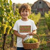Green Grape Vine Pattern on Rustic Wood Tシャツ