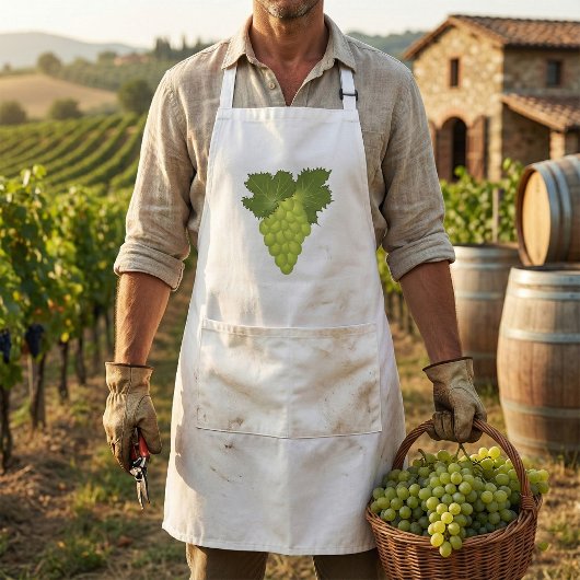 Green Grapes Vine Leaves Fresh Fruit スタンダードエプロン