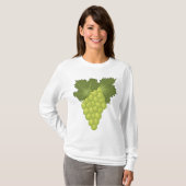Green Grapes Vine Leaves Fresh Fruit Tシャツ (正面フル)