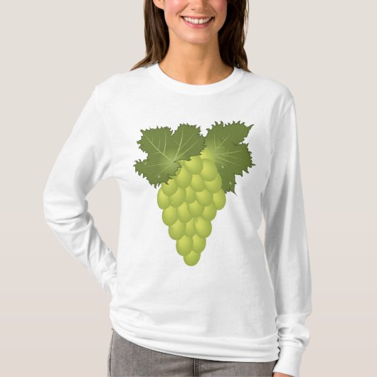 Green Grapes Vine Leaves Fresh Fruit Tシャツ (正面)
