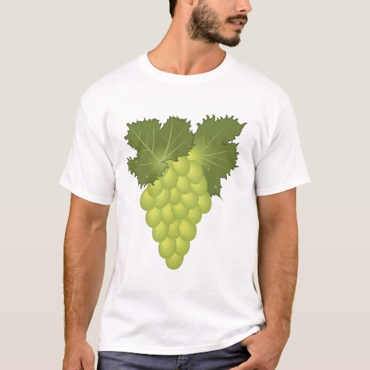 Green Grapes Vine Leaves Fresh Fruit Tシャツ (正面)