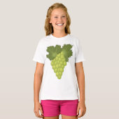 Green Grapes Vine Leaves Fresh Fruit Tシャツ (正面フル)