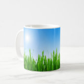 Green Grass And Sky Banner コーヒーマグカップ (正面左)