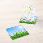 Green Grass And Sky Banner スクエアペーパーコースター (インサイチュ)