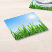 Green Grass And Sky Banner スクエアペーパーコースター (アングル)