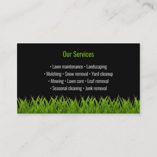 Green Grass Lawn Care Mowing Landscaping 名刺 (裏面)