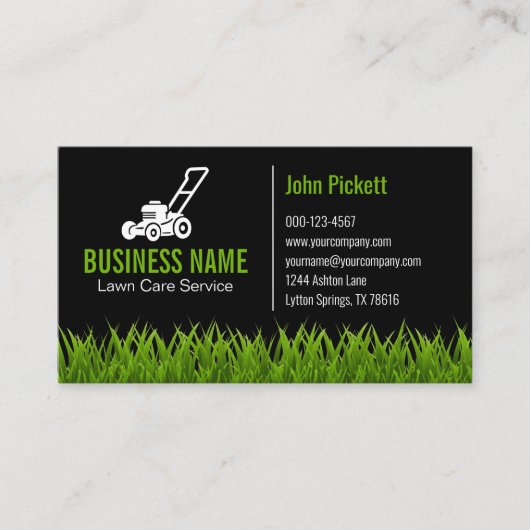 Green Grass Lawn Care Mowing Landscaping 名刺 (正面)