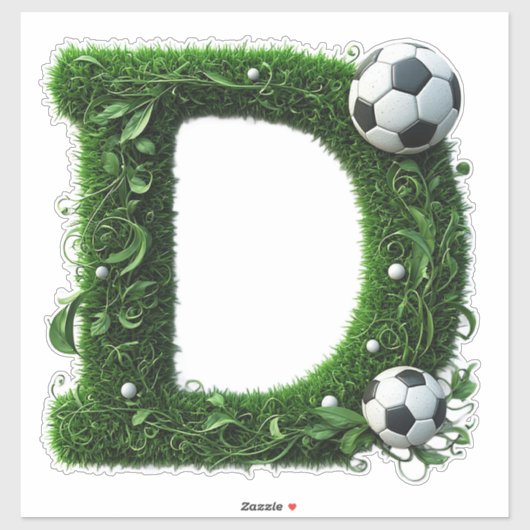 Green Grass Letter D Topiary With Soccer Ball シール (シート)