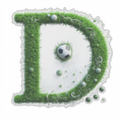 Green Grass Letter D Topiary With Soccer Ball シール (正面)