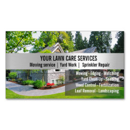 Green Grass Mowing Yarn Care Gardenin マグネット名刺