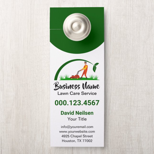 Green Grass Simple Lawn Care Mowing Landscaping ドアノブサイン (ノブ)