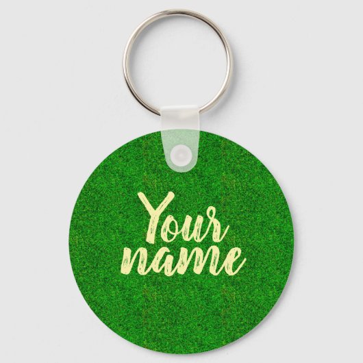 Green grass texture from a soccer field キーホルダー (正面)