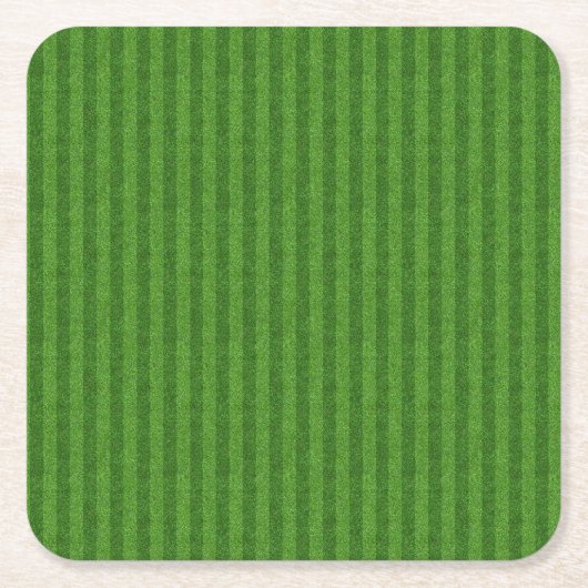 Green grass texture from a soccer field スクエアペーパーコースター (正面)