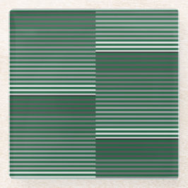 Green, Gray, Black, White Stripes ガラスコースター
