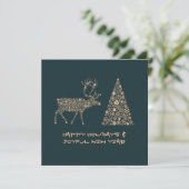 Green greeting card HAPPY HOLIDAYS JOYFUL NEW YEAR シーズンカード (スタンド正面)