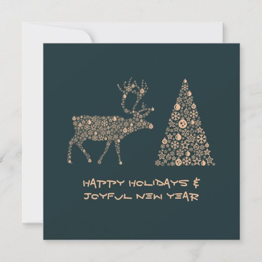 Green greeting card HAPPY HOLIDAYS JOYFUL NEW YEAR シーズンカード (正面)