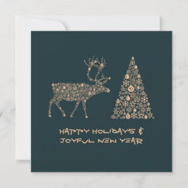 Green greeting card HAPPY HOLIDAYS JOYFUL NEW YEAR シーズンカード