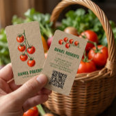 Green Grocery Business Card – Watercolor Tomato  名刺