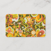 Green Groovy 60s 70s Floral Swirls Business Card 名刺 (正面)