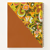 Green Groovy 60s 70s Floral Swirls II Notebook ノートブック (裏面)