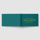 Green Guestbook ・モダン結婚のゲストブック・ Trad ゲストブック (全面)