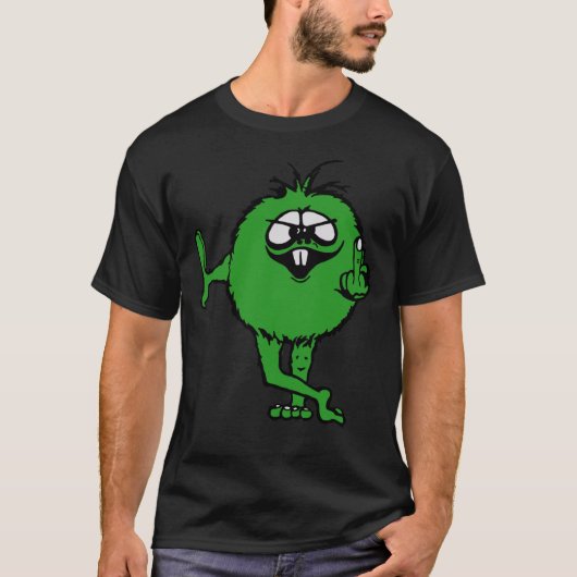 Green Guy Flips Bird - 70S Retro  Tシャツ (正面)