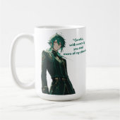 Green Hair Royal Anime Guy コーヒーマグカップ (左)