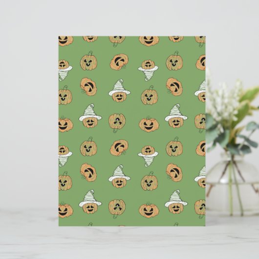 Green Halloween Pumpkin & Ghost Pattern Scrapbook  (スタンド正面)