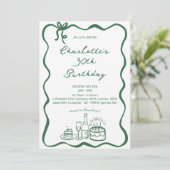 GREEN Hand Drawn 30th Birthday Invitation 招待状 (スタンド正面)