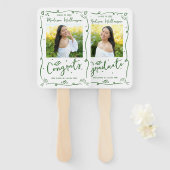 Green Hand Drawn Doodle Graduation 2 Photo White ハンドファン (正面&裏面)