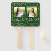 Green Hand Drawn Doodle Style Graduation 2 Photo ハンドファン (正面&裏面)