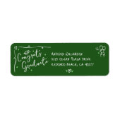 Green Hand Drawn Doodle Style Graduation Address ラベル (正面)