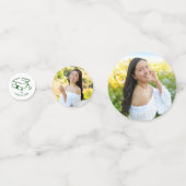 Green Hand Drawn Doodles Graduation 3 Photo White コンフェッティ (裏面)