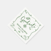 Green Hand Drawn Doodles White Graduation Quirky スタンダードカクテルナプキン (角)