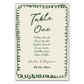 green hand drawn heart Whimsical Wedding  テーブルナンバー (裏面)