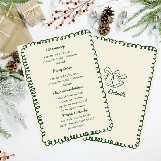 green hand drawn heart Whimsical Wedding details 招待状