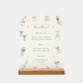 Green Hand Drawn Italian Wedding Cin Cin Bar アクリルサイン (正面)