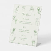 Green Hand Drawn Italian Wedding Cin Cin Bar 台座サイン (正面)