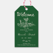 Green Hand Drawn Modern Rehearsal Dinner Wedding ギフトタグ (正面)