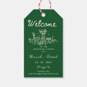 Green Hand Drawn Modern Rehearsal Dinner Wedding ギフトタグ (裏面)