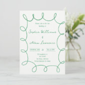 Green Hand Written Pinstripe Whimsical Wedding 招待状 (スタンド正面)