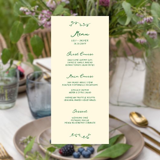 Green Handwritten Wedding Menu メニュー