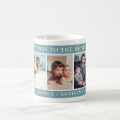  Green Happy Birthday Best Dad Ever Photo Collage コーヒーマグカップ (中央)