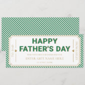 Green Happy Father's Day Gift Voucher Card 招待状 (正面/裏面)