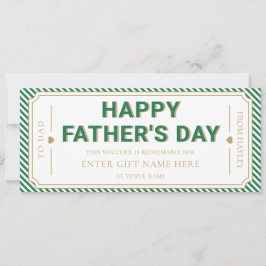 Green Happy Father's Day Gift Voucher Card 招待状