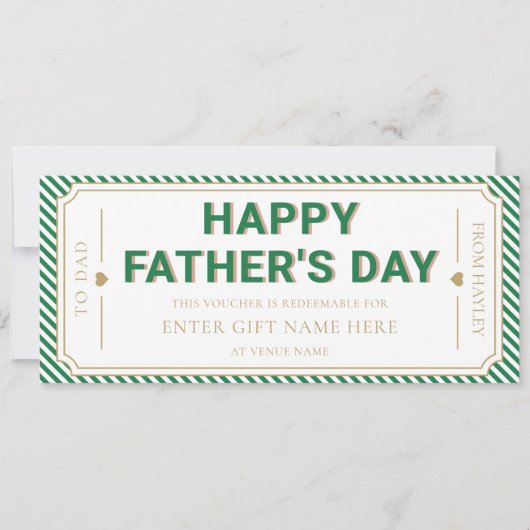 Green Happy Father's Day Gift Voucher Card 招待状 (正面)